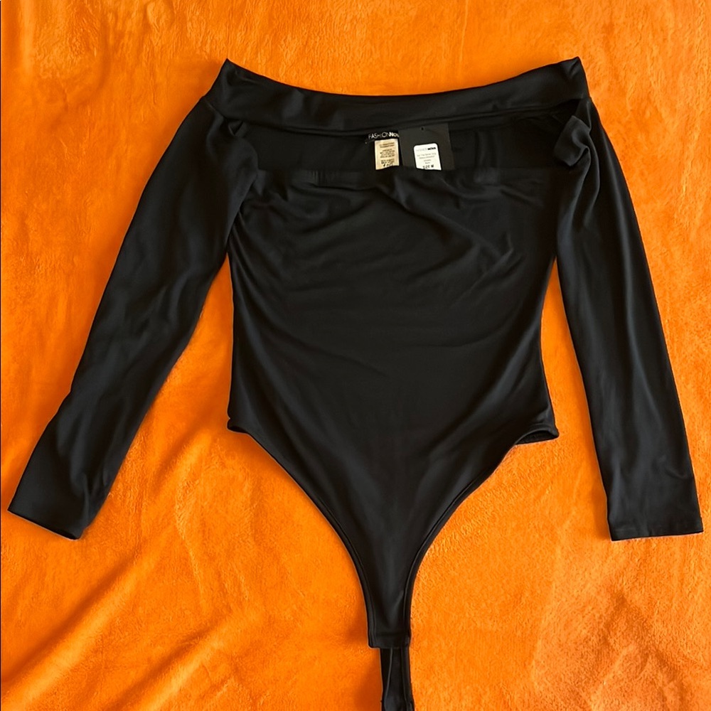 Black Off-Shoulder open chest Bodysuit